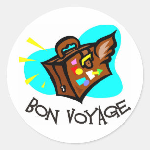 Bon Voyage, een goede reis! Gevleugelde koffer Ronde Sticker