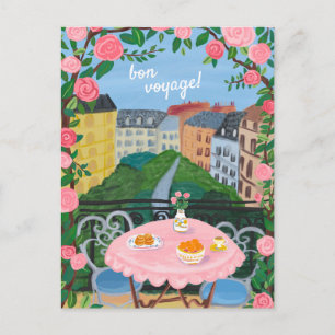 BON VOYAGE Flowers Terrace Tea Time Parijs Briefkaart