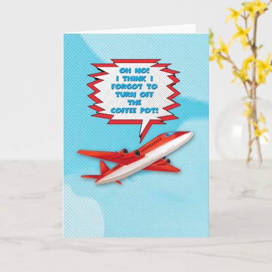 Bon Voyage Geniet van vakantie Grappig vliegtuig i Kaart (Gele Bloem)