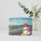 Bon Voyage  Kaart met een meisje en het zee (Staand voorkant)