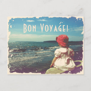 Bon Voyage  Kaart met een meisje en het zee