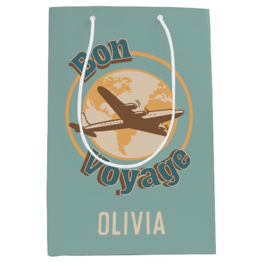 Bon Voyage Laten we de wereld ontwerpen Medium Cadeauzakje (Voorkant)