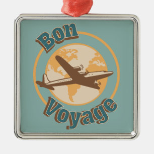 Bon Voyage Laten we de wereld ontwerpen Metalen Ornament