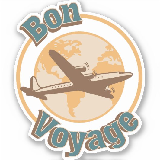 Bon Voyage Laten we de wereld ontwerpen Sticker (Voorkant)