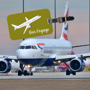 Bon Voyage, modern vliegtuig in luchthavenreizen Bagagelabel