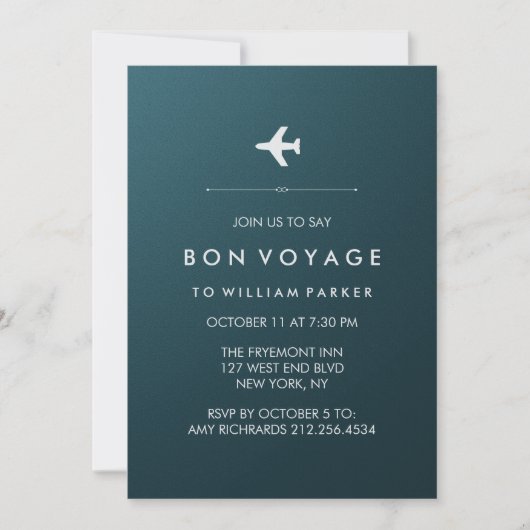 Bon Voyage Party met vliegtuig in Blue en Silver Kaart (Voorkant)
