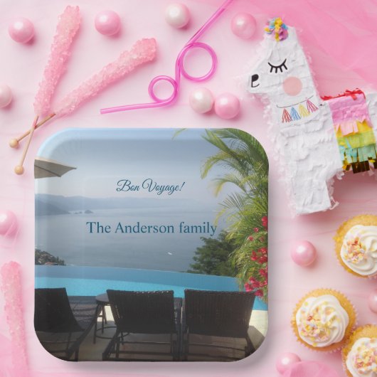 Bon voyage party seoreservaat foto papieren bordje (Feest)