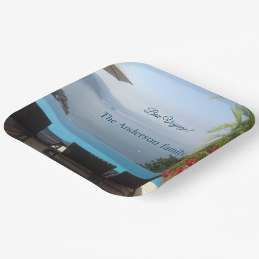 Bon voyage party seoreservaat foto papieren bordje (Gebogen)