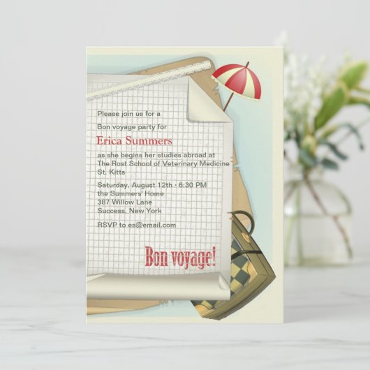 Bon Voyage Party - Uitnodiging (Staand voorkant)