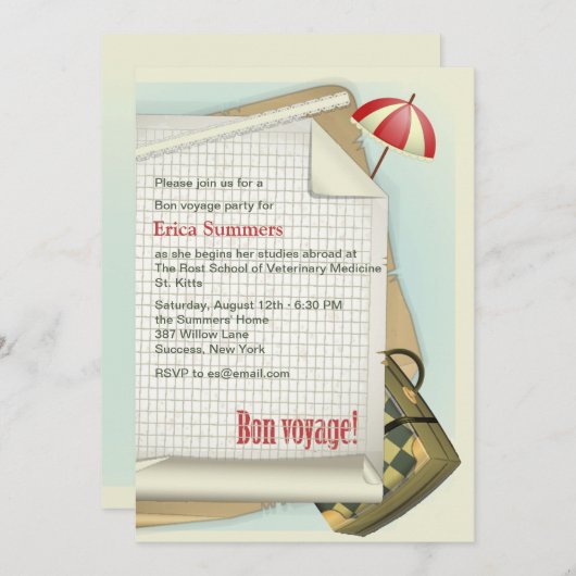 Bon Voyage Party - Uitnodiging (Voorkant / Achterkant)