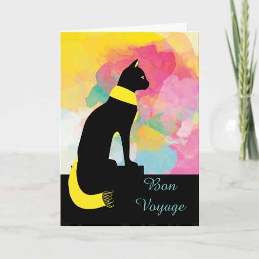 Bon Voyage Purrfect Excursion Black Cat Kaart (Voorkant)