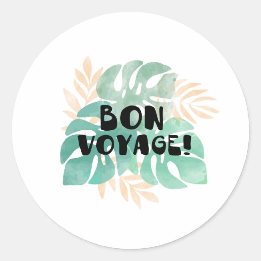 Bon voyage ronde sticker (Voorkant)