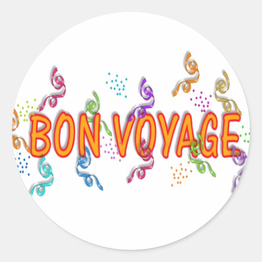 Bon Voyage Ronde Sticker (Voorkant)