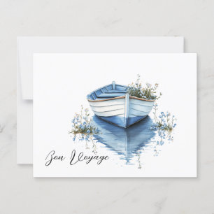 Bon Voyage Rowboat Blauwe Bloemen Briefkaart