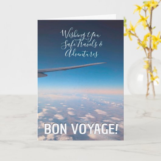 Bon Voyage! Safe Travels Wishes Window Seat Views Kaart (Gele Bloem)