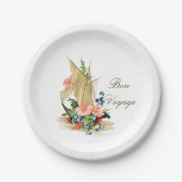 Bon Voyage Sailboat and Flowers Papieren Bordje