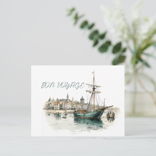 Bon Voyage Sailboat Feestdagenkaart (Staand voorkant)