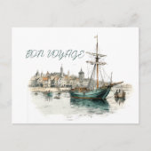 Bon Voyage Sailboat Feestdagenkaart (Voorkant)