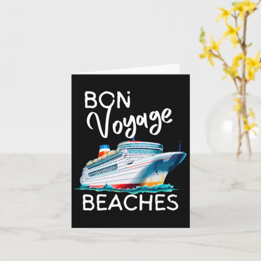 Bon Voyage Stranden Grafisch Cruiseschip Grafisch  Kaart (Gele Bloem)