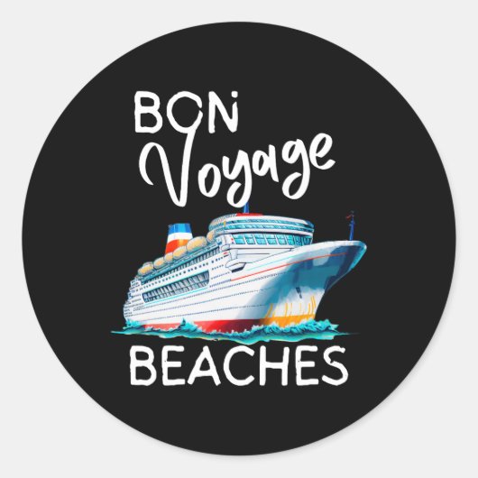 Bon Voyage Stranden Grafisch Cruiseschip Grafisch  Ronde Sticker (Voorkant)