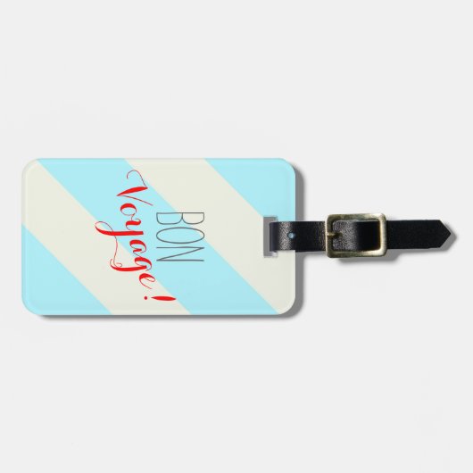 Bon Voyage Striped Bagagelabel (Voorkant horizontaal)