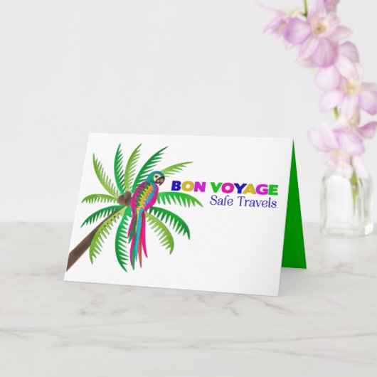 Bon Voyage Tropical Colorful Parrot Kaart (Orchidee)