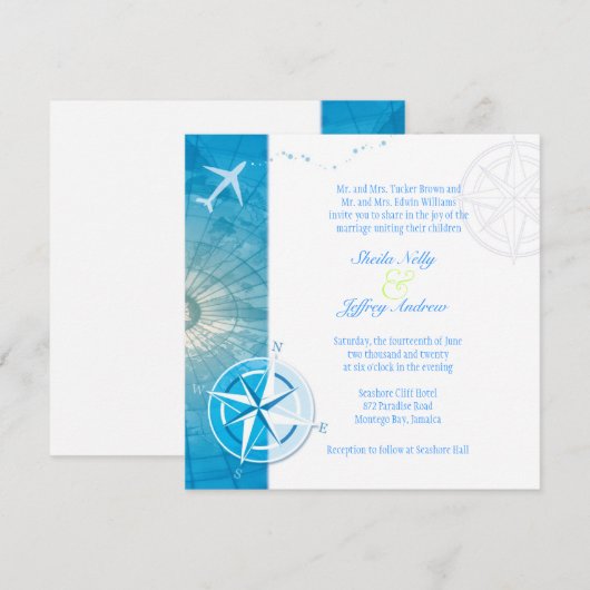 Bon Voyage Unieke bruiloft in het buitenland Kaart (Voorkant / Achterkant)