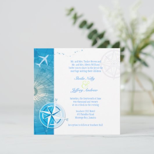 Bon Voyage Unieke bruiloft in het buitenland Kaart (Staand voorkant)