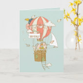 Bon Voyage vaarwel Afscheid Hete Luchtballon Kaart (Gele Bloem)