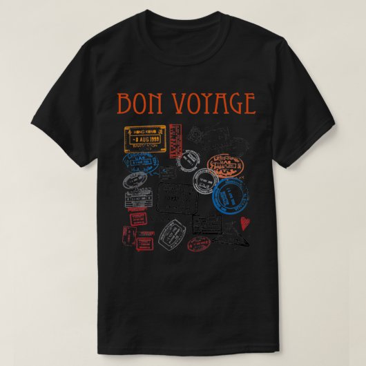 Bon Voyage Vakantie Reiszegels T-shirt (Design voorkant)