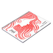 Bon Voyage Vrouw Silhouet in Red Hearts Monogram Notitieboek (Linkerzijde)