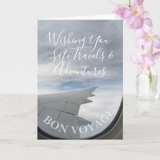 Bon Voyage! Window Seat Happy Travels Wishes Kaart (Orchidee)