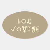Bon Voyage Zegeningen: Mooie Tekst Kunst Ovale Sticker (Voorkant)