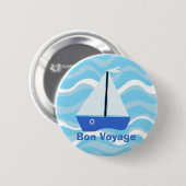 Bon Voyage-zeilboot op de oceaangolven Ronde Button 5,7 Cm (Voorkant /achterkant)