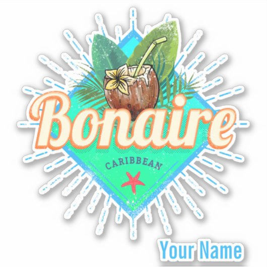 Bonaire Caraïbisch retro vakantie  eiland Sticker (Voorkant)