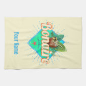 Bonaire Caraïbisch retro vakantie eiland Theedoek (Horizontaal)