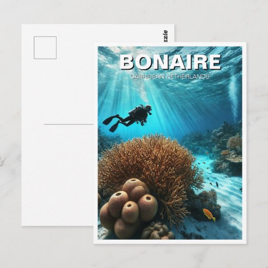 Bonaire Caribisch Nederland Scuba Diver Diving Briefkaart (Voorkant / Achterkant)