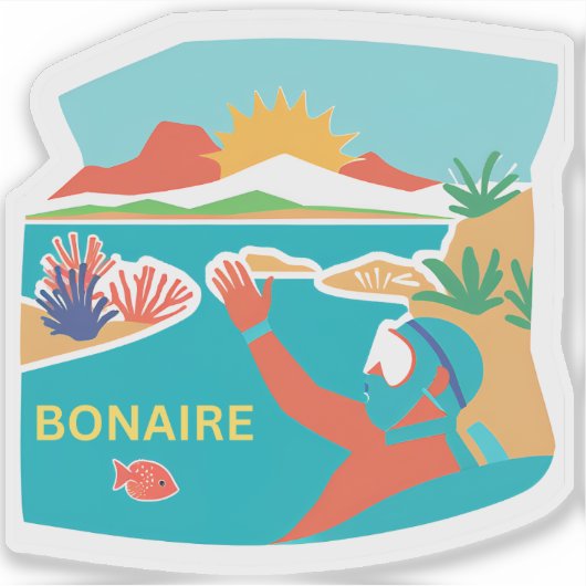 Bonaire duikgelukzaligheid sticker (Voorkant)