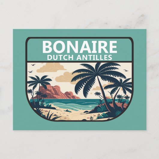 Bonaire Dutch Antilles Retro Emblem Briefkaart (Voorkant)