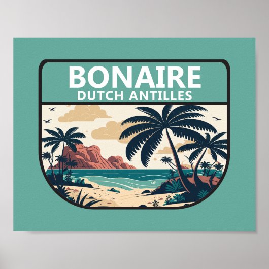 Bonaire Dutch Antilles Retro Emblem Poster (Voorkant)