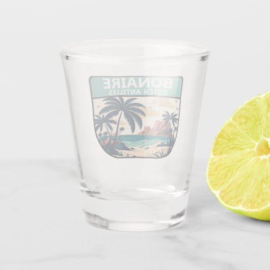 Bonaire Dutch Antilles Retro Emblem Shot Glas (Achterkant)