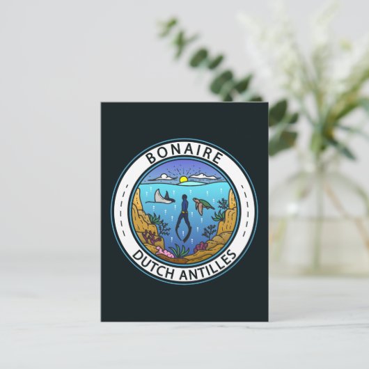 Bonaire Dutch Antilles Scuba Badge Briefkaart (Staand voorkant)