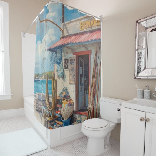 Bonaire fish shack douchegordijn (In situ)