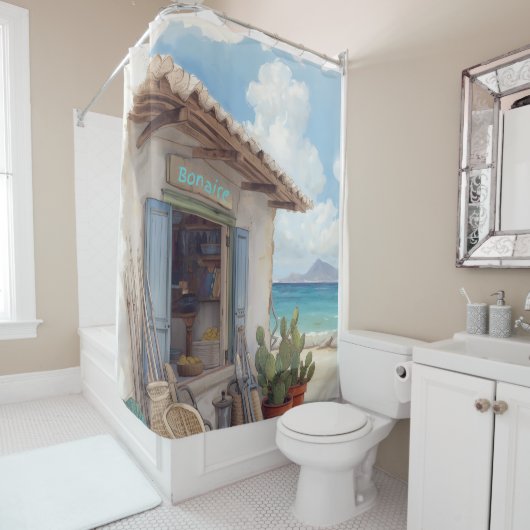 Bonaire fish shack douchegordijn (In situ)