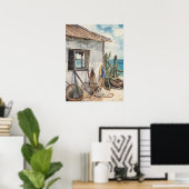 Bonaire fish shack poster (Thuiskantoor)