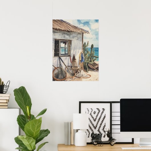 Bonaire fish shack poster (Thuiskantoor)