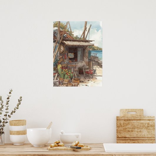 Bonaire fish shack poster (Keuken)