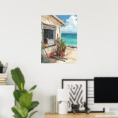 Bonaire fish shack poster (Thuiskantoor)