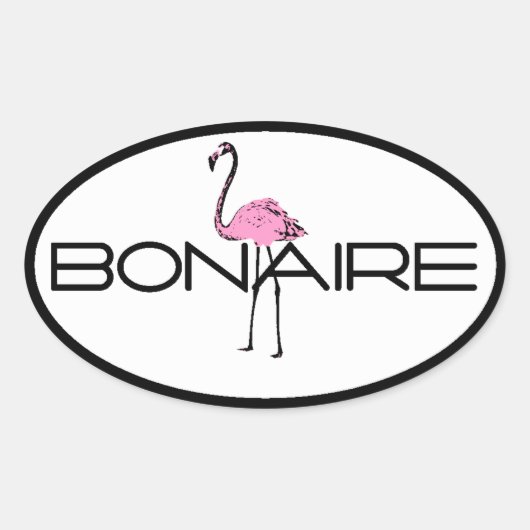 Bonaire Flamingo Ovale Sticker (Voorkant)