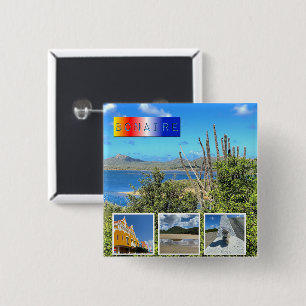 Bonaire Foto Collage platte kaart Vierkante Button 5,1 Cm
